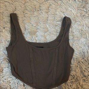 White Fox Cropped Ribbed Tank